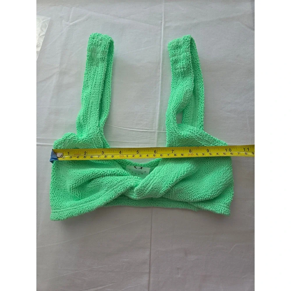 Hunza G Xandra Juno Crinkle Bikini Set One Size Neon Green Two Piece Swimsuit